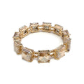 Cushion Cut Glass Crystal Linked Stretch Bracelet: TOPAZ-AB