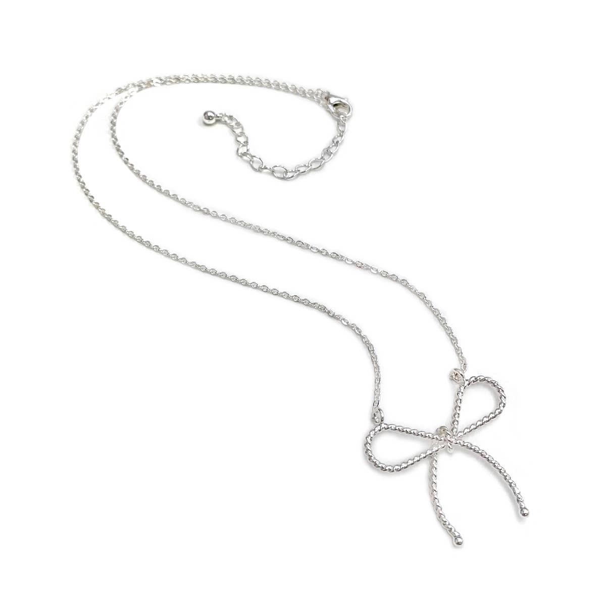 Twist Bow Shape Minimal Pendant Necklace: SILVER