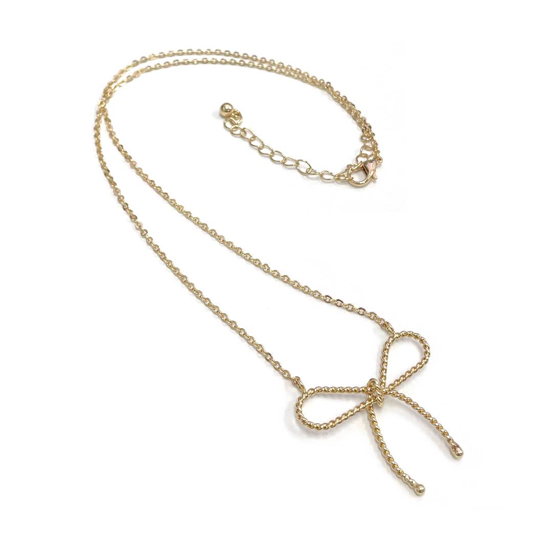 Twist Bow Shape Minimal Pendant Necklace: GOLD