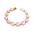 Round Cushion Cut Crystal Glass Linked Bracelet: PASTEL PINK