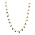 Baguette Stone Beads Station Charm Dainty Chain Necklace: Green